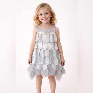 NEW Biscotti Platinum Petals Girls Unique Party Dress sz 4 NWT